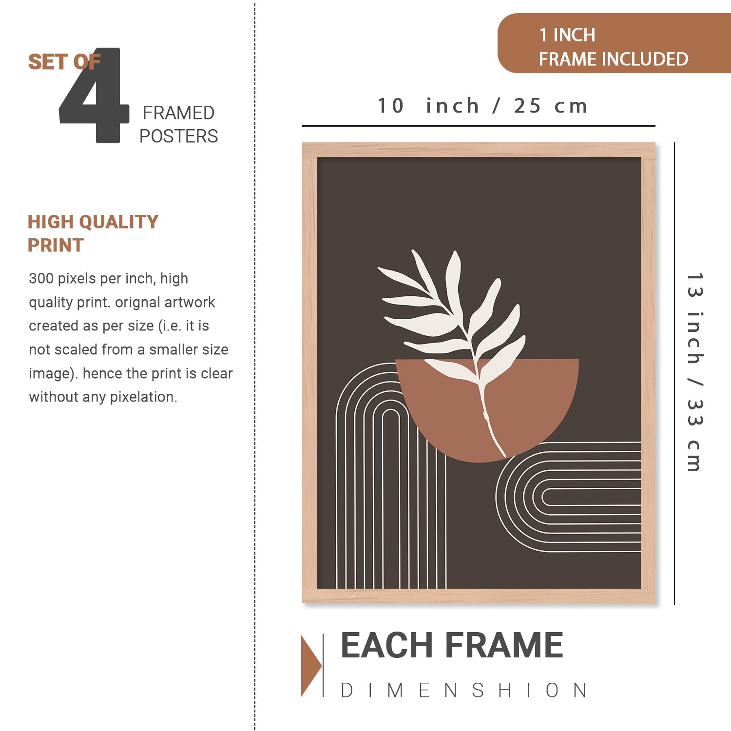 Modern Boho Art Paintings with Frame for Living Room Bedroom Home and Office Wall Decor Set of 6-Kotart