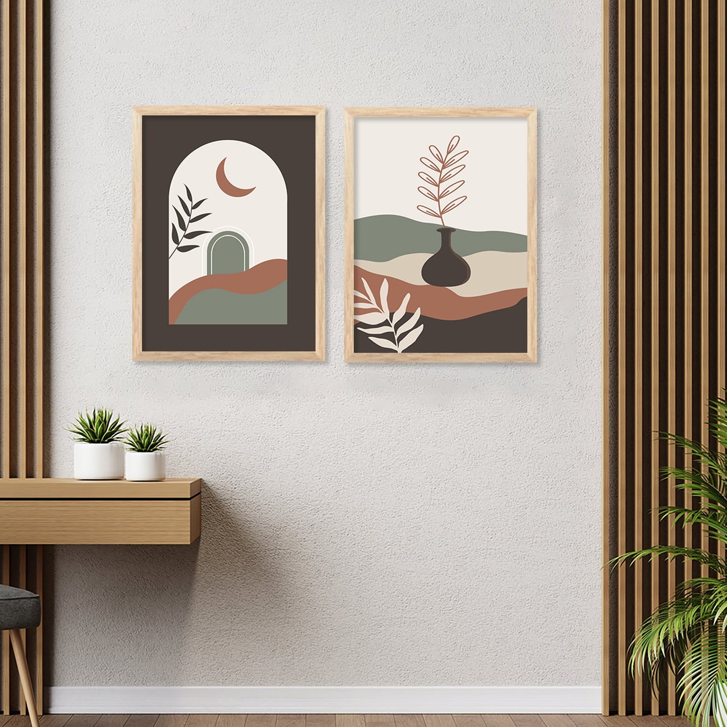 Modern Boho Art Paintings with Frame for Living Room Bedroom Home and Office Wall Decor Set of 6-Kotart