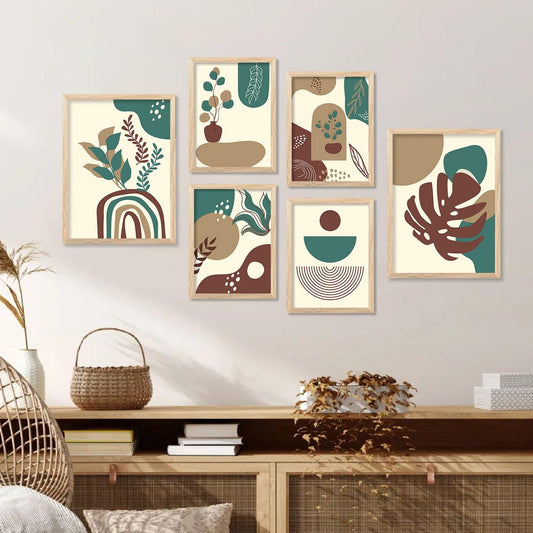 Modern Boho Art Paintings with Frame for Living Room Bedroom Home and Office Wall Decor Set of 6-Kotart