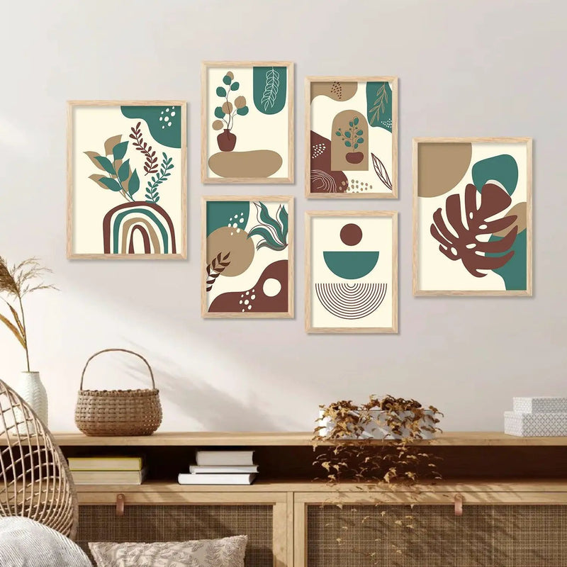 Modern Boho Art Paintings with Frame for Living Room Bedroom Home and Office Wall Decor Set of 6-Kotart