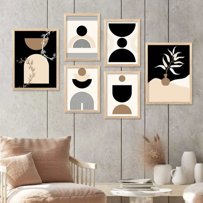 Modern Boho Art Paintings with Frame for Living Room Bedroom Home and Office Wall Decor Set of 6-Kotart