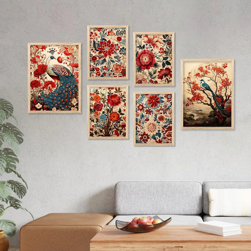 Nature Inspired Art Paintings with Frame for Living Room Bedroom Home and Office Wall Decor Set of 6-Kotart