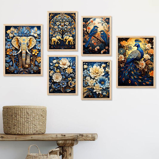 Nature Inspired Art Paintings with Frame for Living Room Bedroom Home and Office Wall Decor Set of 6-Kotart