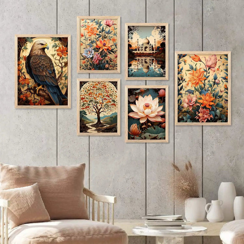 Nature Inspired Art Paintings with Frame for Living Room Bedroom Home and Office Wall Decor Set of 6-Kotart