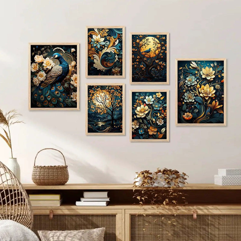 Nature Inspired Art Paintings with Frame for Living Room Bedroom Home and Office Wall Decor Set of 6-Kotart
