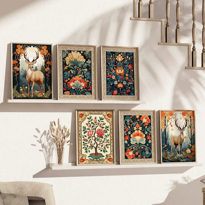 Nature Inspired Modern Art Paintings with Frame for Living Room Bedroom Home and Office Wall Decor Set of 6-Kotart