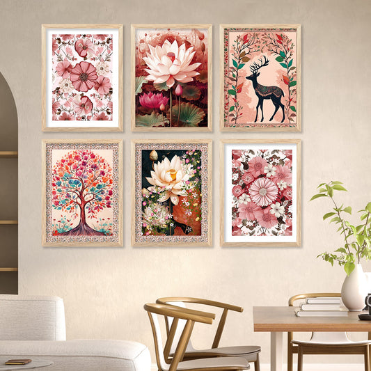 Nature Inspired Modern Art Paintings with Frame for Living Room Bedroom Home and Office Wall Decor Set of 6-Kotart