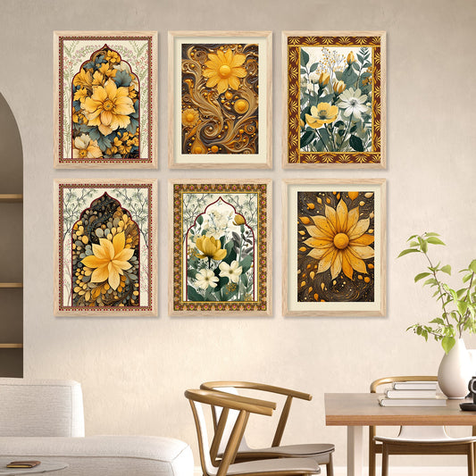 Nature Inspired Modern Art Paintings with Frame for Living Room Bedroom Home and Office Wall Decor Set of 6-Kotart