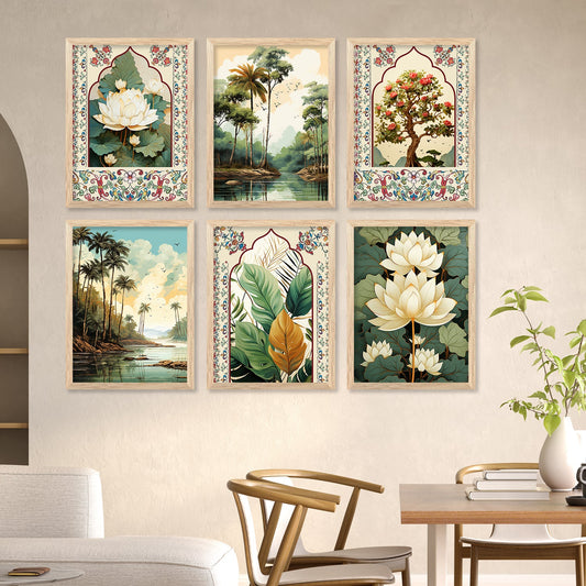 Nature Inspired Modern Art Paintings with Frame for Living Room Bedroom Home and Office Wall Decor Set of 6-Kotart