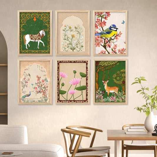 Nature Inspired Modern Art Paintings with Frame for Living Room Bedroom Home and Office Wall Decor Set of 6-Kotart