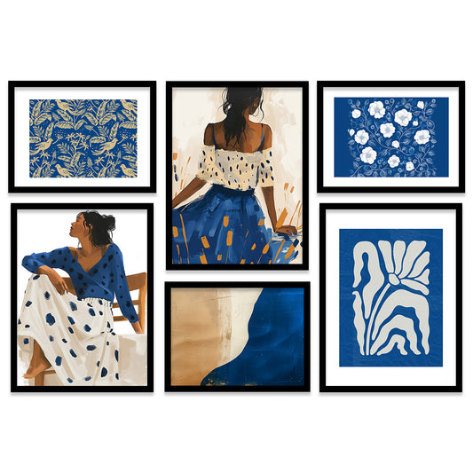 Modern Art  Prints with Frame for Living Room Bedroom Home and Office Wall Decor Set of 6