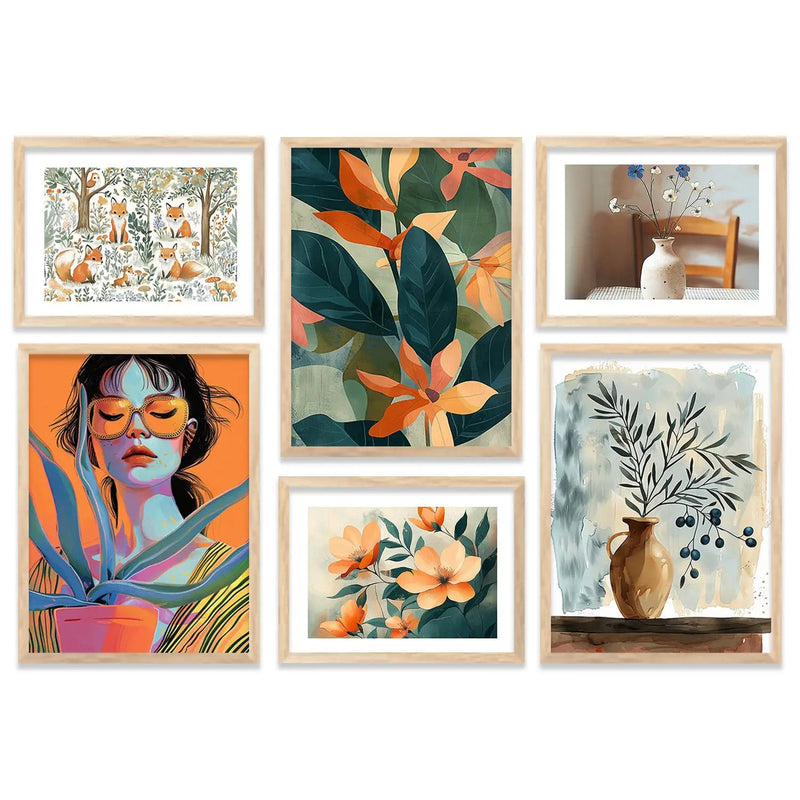Modern Art Prints with Frame for Living Room Bedroom Home and Office Wall Decor Set of 6