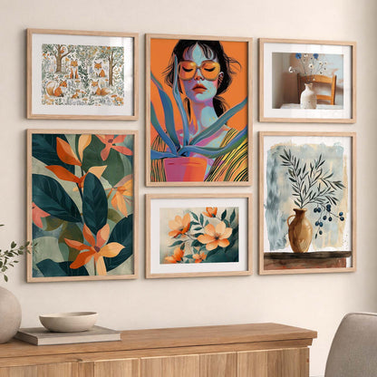 Modern Art Prints with Frame for Living Room Bedroom Home and Office Wall Decor Set of 6