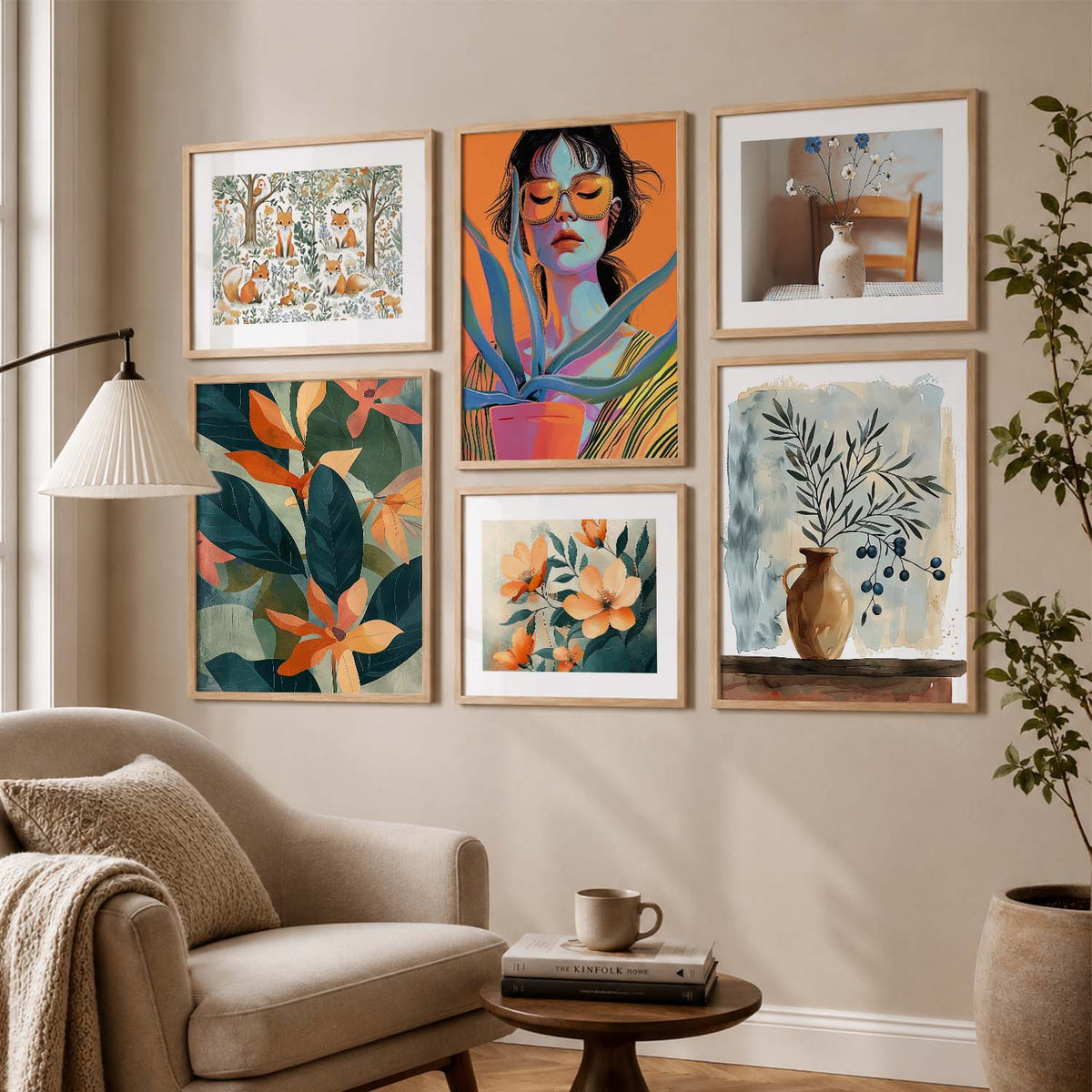 Modern Art Prints with Frame for Living Room Bedroom Home and Office Wall Decor Set of 6