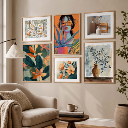 Modern Art Prints with Frame for Living Room Bedroom Home and Office Wall Decor Set of 6