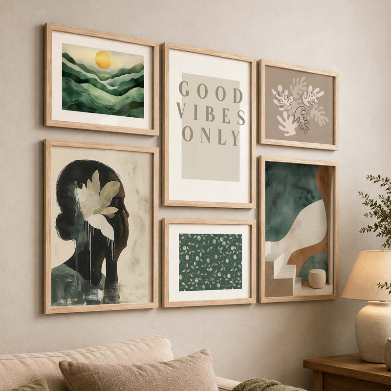 Nature Art Prints with Frame for Living Room Bedroom Home and Office Wall Decor Set of 6
