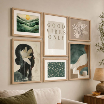 Nature Art Prints with Frame for Living Room Bedroom Home and Office Wall Decor Set of 6