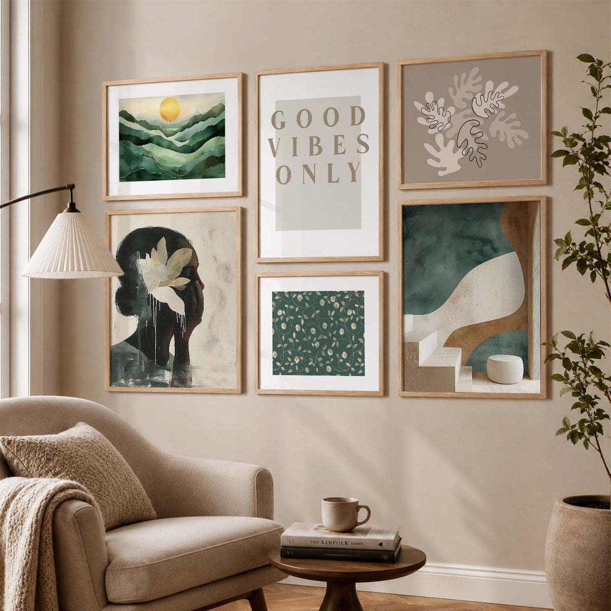 Nature Art Prints with Frame for Living Room Bedroom Home and Office Wall Decor Set of 6