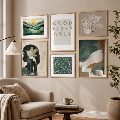 Nature Art Prints with Frame for Living Room Bedroom Home and Office Wall Decor Set of 6