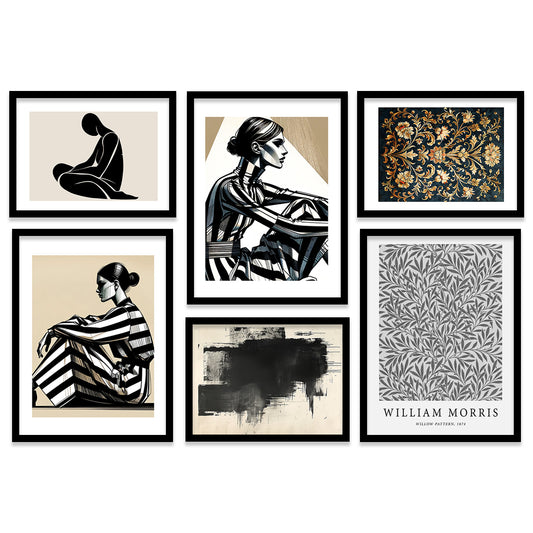 Baho Art Prints with Frame for Living Room Bedroom Home and Office Wall Decor Set of 6