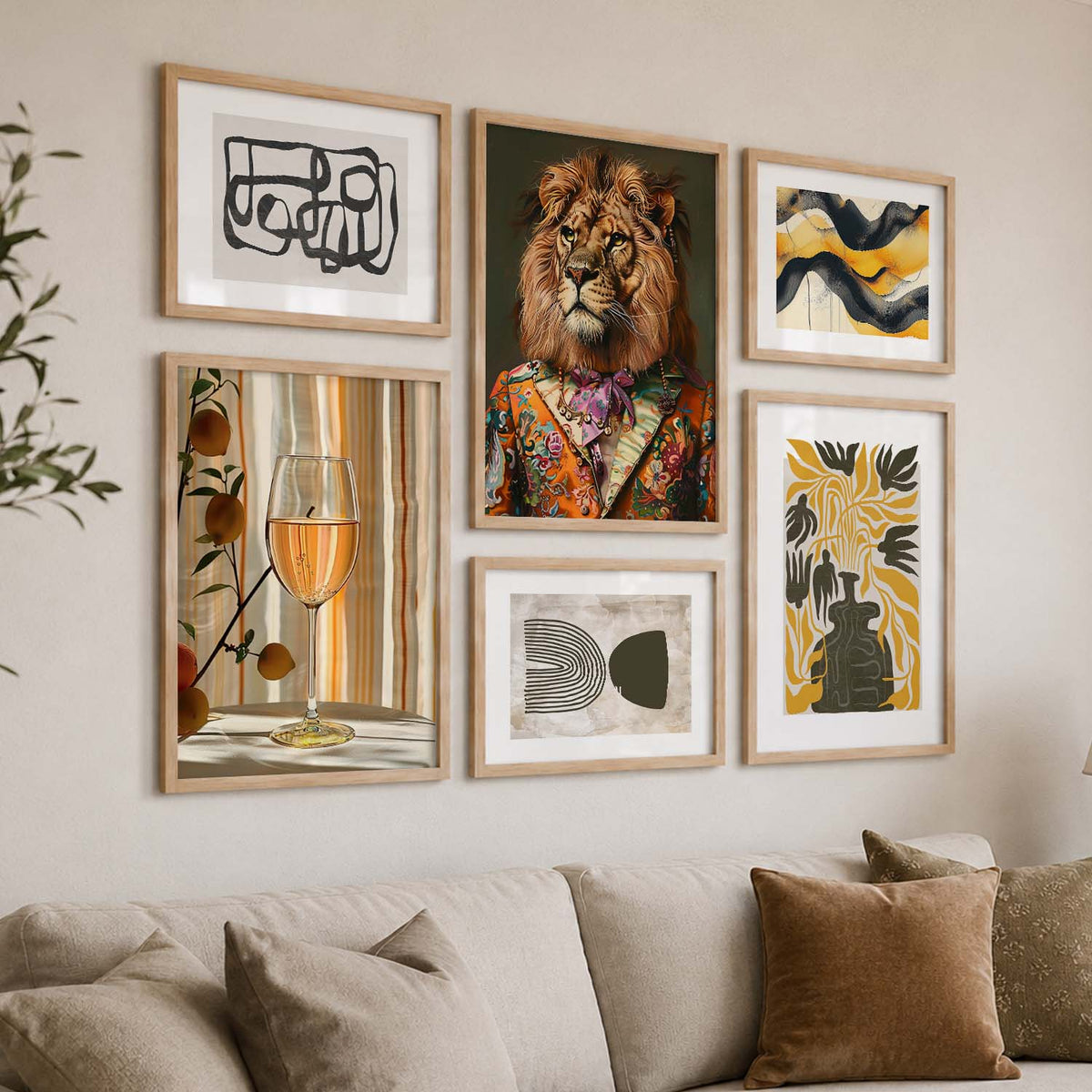 Modern Art Prints with Frame for Living Room Bedroom Home and Office Wall Decor Set of 6