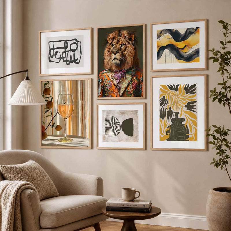 Modern Art Prints with Frame for Living Room Bedroom Home and Office Wall Decor Set of 6
