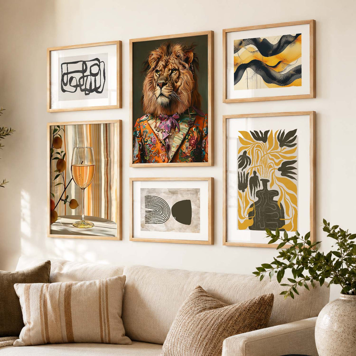 Modern Art Prints with Frame for Living Room Bedroom Home and Office Wall Decor Set of 6