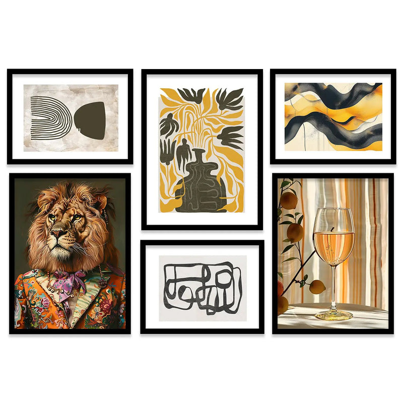Modern Art Prints with Frame for Living Room Bedroom Home and Office Wall Decor Set of 6