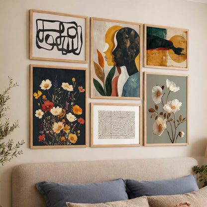 Modern Art  Prints with Frame for Living Room Bedroom Home and Office Wall Decor Set of 6