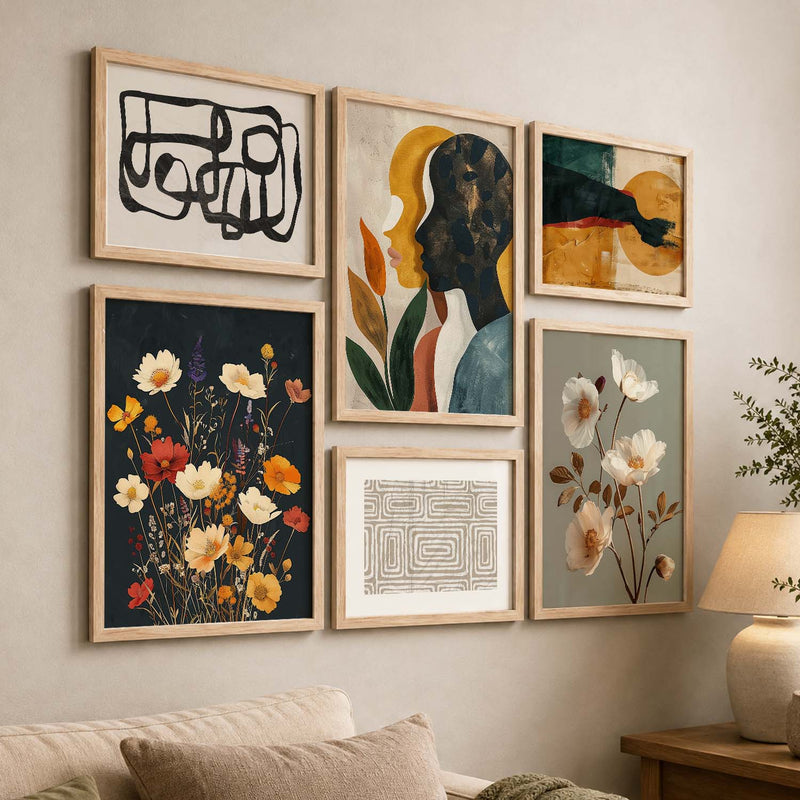 Modern Art  Prints with Frame for Living Room Bedroom Home and Office Wall Decor Set of 6