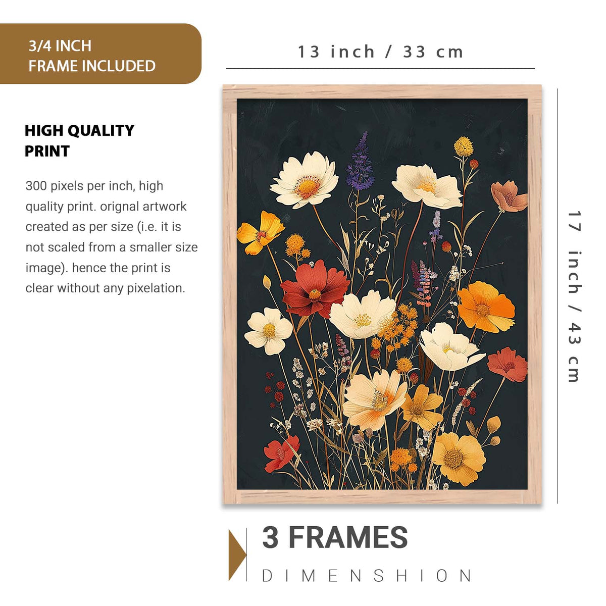 Modern Art  Prints with Frame for Living Room Bedroom Home and Office Wall Decor Set of 6