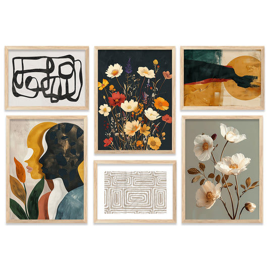 Modern Art  Prints with Frame for Living Room Bedroom Home and Office Wall Decor Set of 6