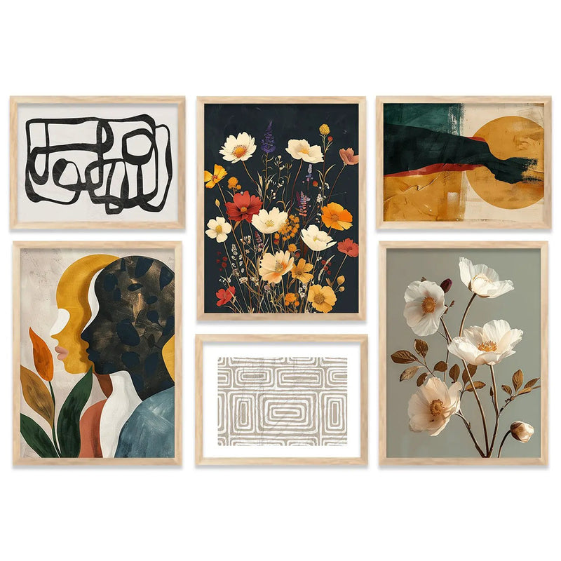 Modern Art  Prints with Frame for Living Room Bedroom Home and Office Wall Decor Set of 6