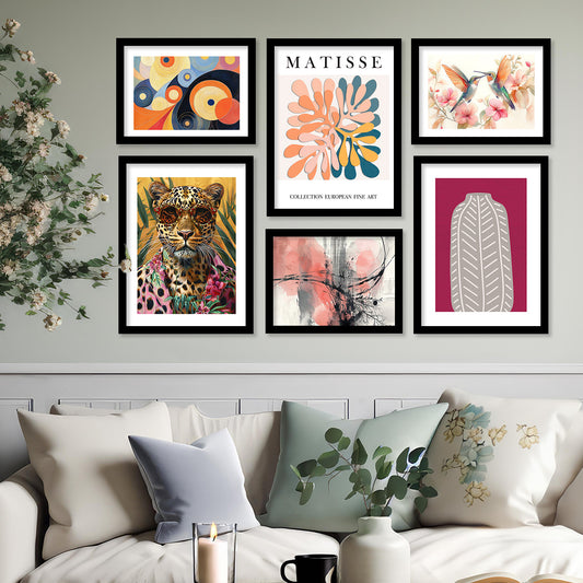 Modern Art Prints with Frame for Living Room Bedroom Home and Office Wall Decor Set of 6