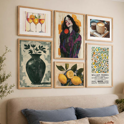 Cafe Art Prints with Frame for Living Room Bedroom Home and Office Wall Decor Set of 6