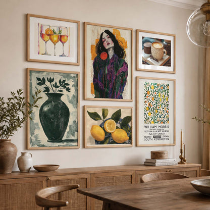 Cafe Art Prints with Frame for Living Room Bedroom Home and Office Wall Decor Set of 6