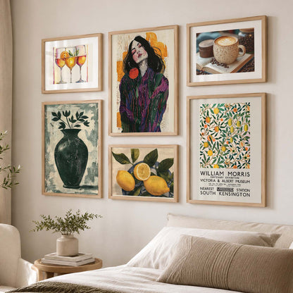 Cafe Art Prints with Frame for Living Room Bedroom Home and Office Wall Decor Set of 6