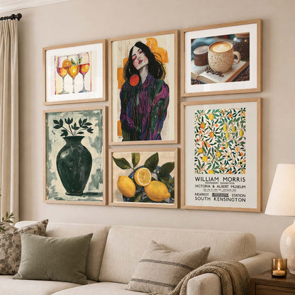 Cafe Art Prints with Frame for Living Room Bedroom Home and Office Wall Decor Set of 6