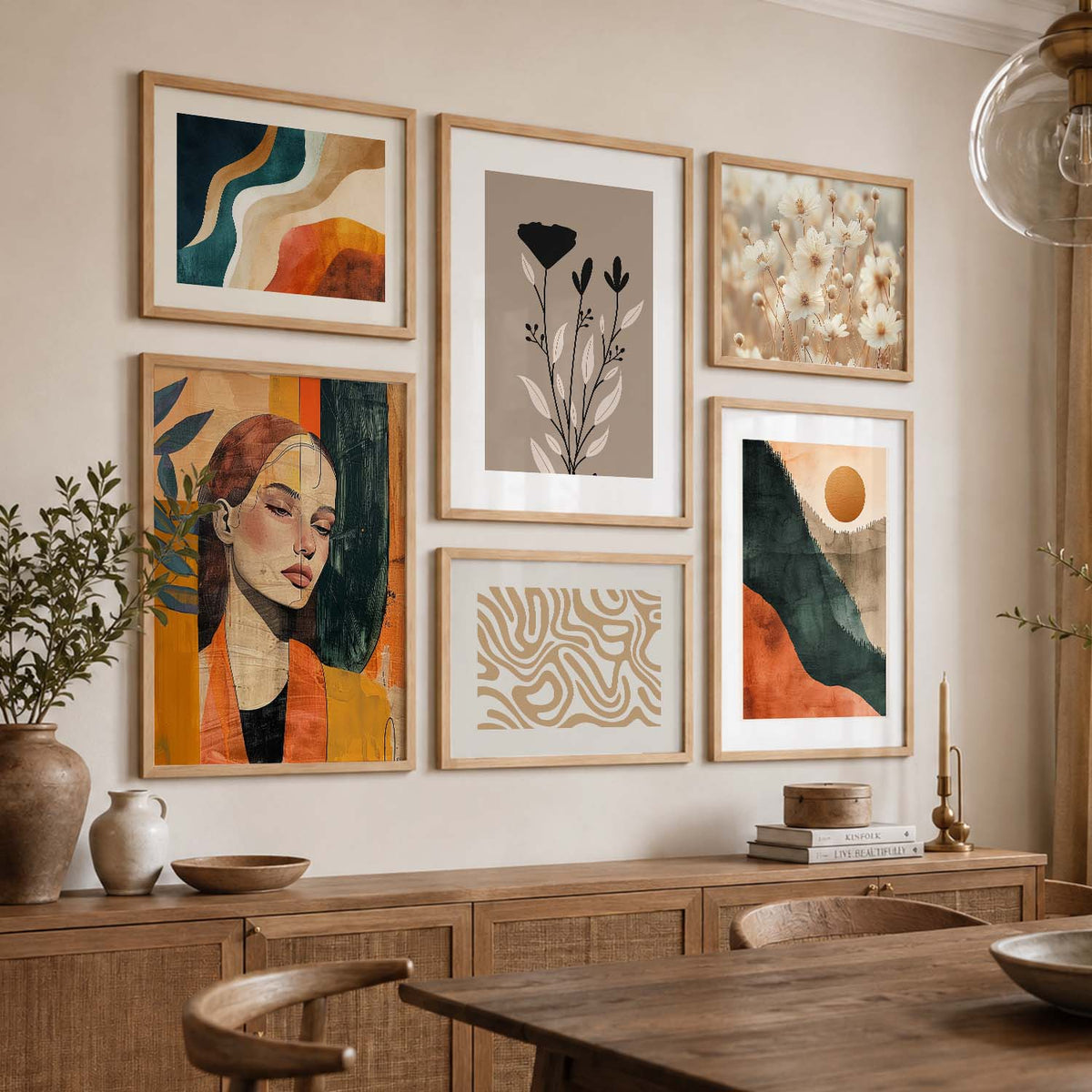 Modern  Art Prints with Frame for Living Room Bedroom Home and Office Wall Decor Set of 6