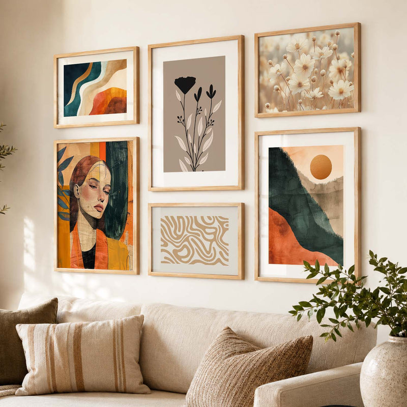 Modern  Art Prints with Frame for Living Room Bedroom Home and Office Wall Decor Set of 6