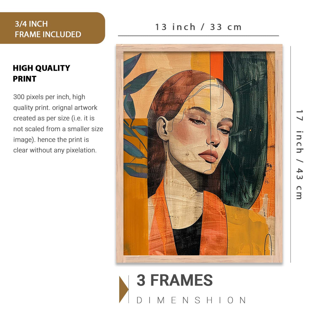 Modern  Art Prints with Frame for Living Room Bedroom Home and Office Wall Decor Set of 6