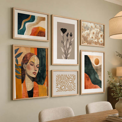 Modern  Art Prints with Frame for Living Room Bedroom Home and Office Wall Decor Set of 6