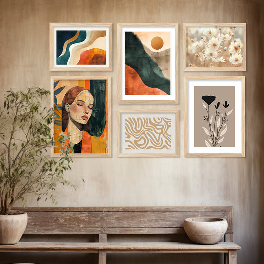 Modern  Art Prints with Frame for Living Room Bedroom Home and Office Wall Decor Set of 6