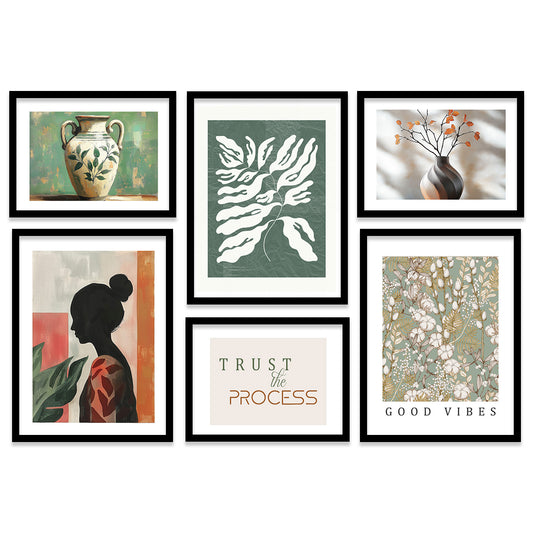 Modern Art Prints with Frame for Living Room Bedroom Home and Office Wall Decor Set of 6