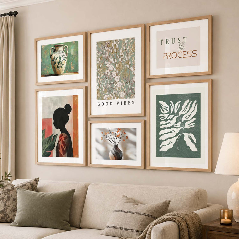 Modern Art Prints with Frame for Living Room Bedroom Home and Office Wall Decor Set of 6