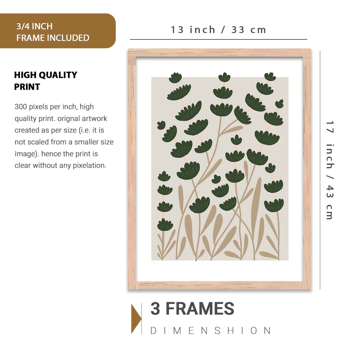 Modern  Art Prints with Frame for Living Room Bedroom Home and Office Wall Decor Set of 6