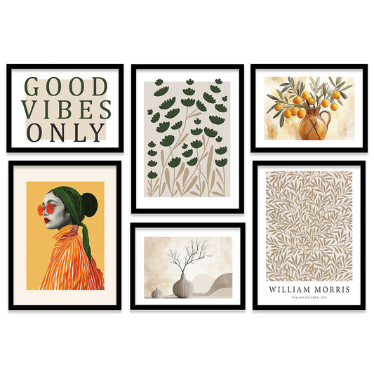 Modern  Art Prints with Frame for Living Room Bedroom Home and Office Wall Decor Set of 6