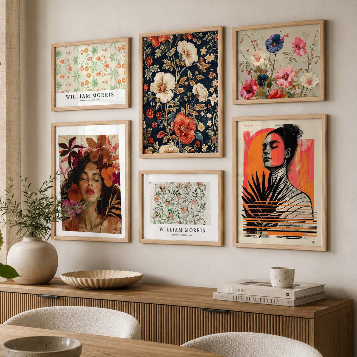 Modern  Art Prints with Frame for Living Room Bedroom Home and Office Wall Decor Set of 6