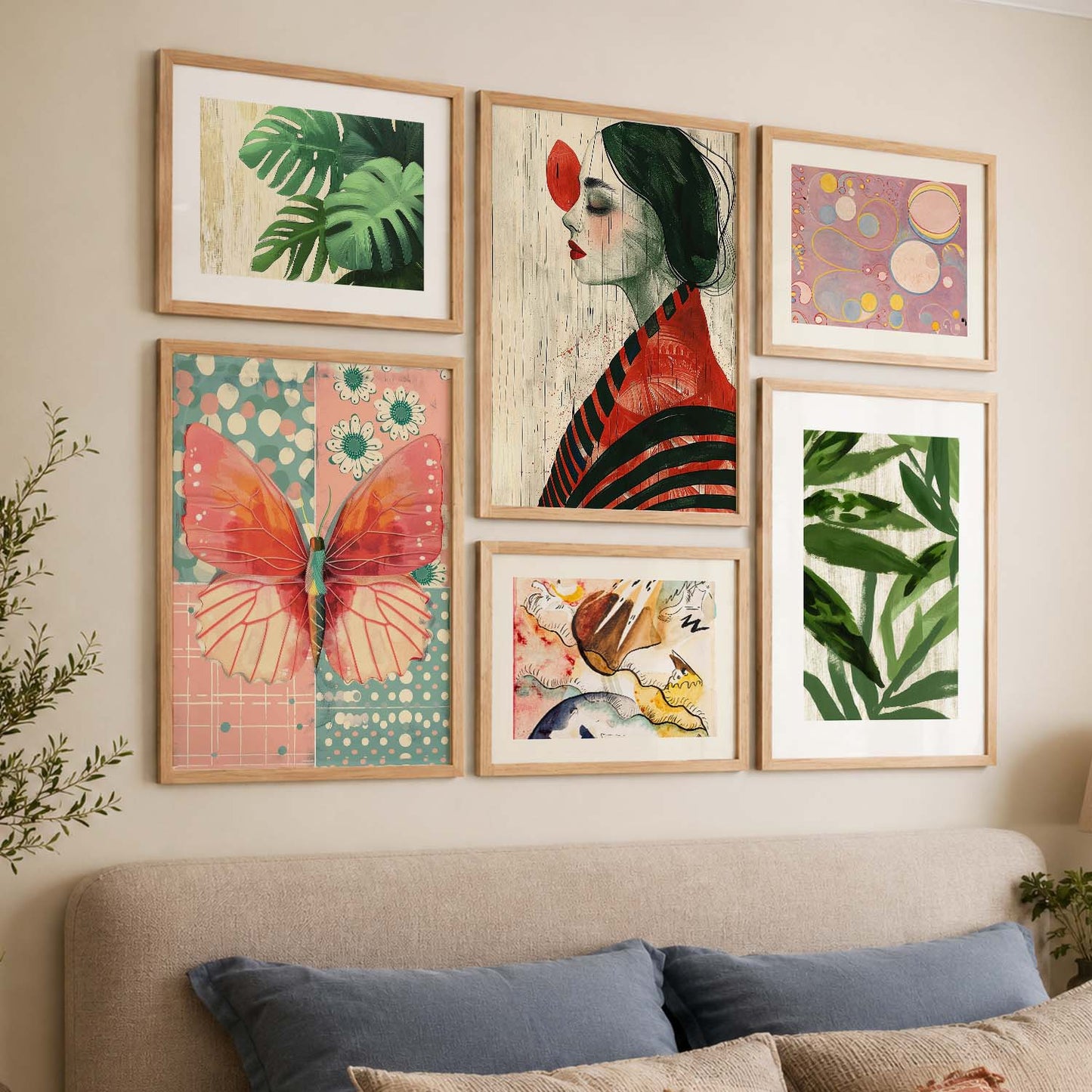 Abstract  Art Prints with Frame for Living Room Bedroom Home and Office Wall Decor Set of 6