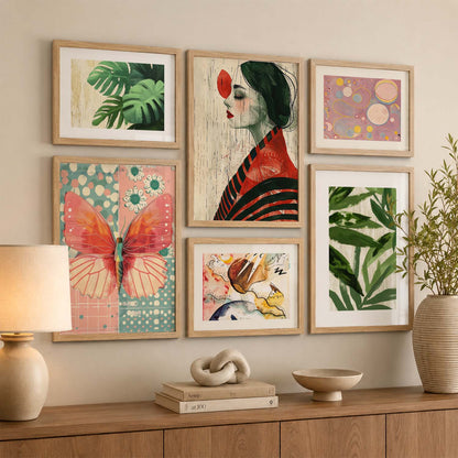 Abstract  Art Prints with Frame for Living Room Bedroom Home and Office Wall Decor Set of 6